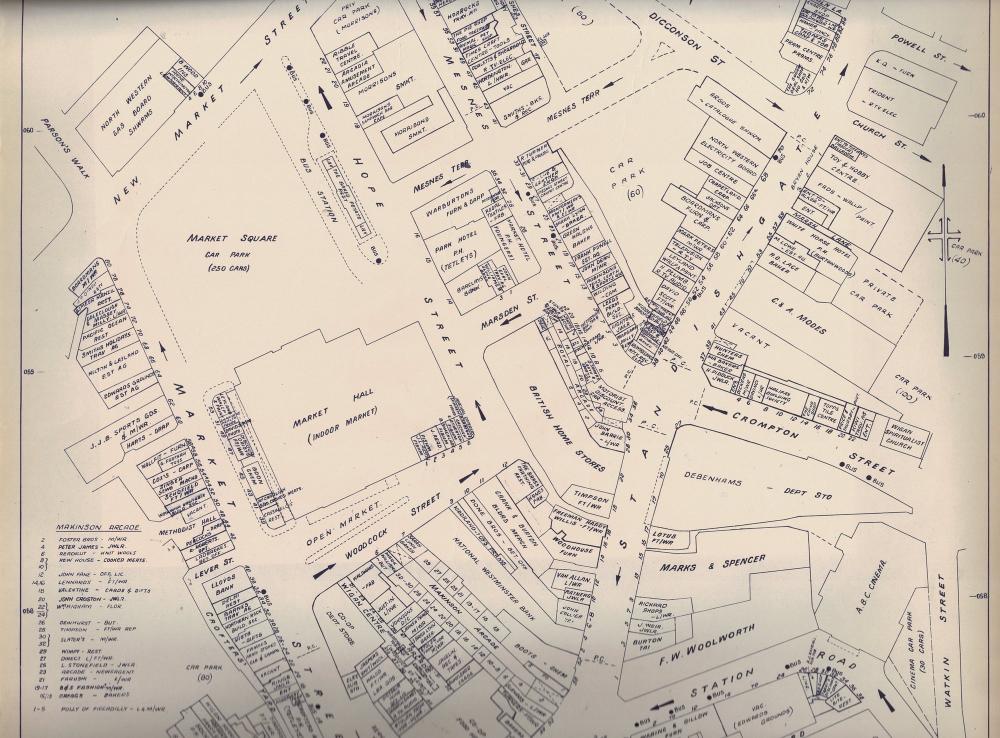 A TOWN CENTRE MAP SHOWING NAMED SHOPS 1983   (2)