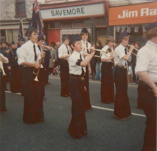 Ince BB in the 1970s - band on parade. Ince BB in the 1970s - band on parade.