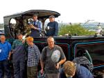 Fred on the Ffestiniog railway in Porthmadog (122K)