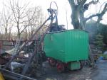 Pithead next to caravan (now the 'Team Headquarters') (86K)