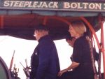Fred, his son and Sheila on the footplate (80K)