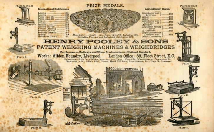 Pooley H. & Son, weighing machine makers