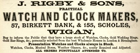 Rigby J. & Sons, watch and clock makers