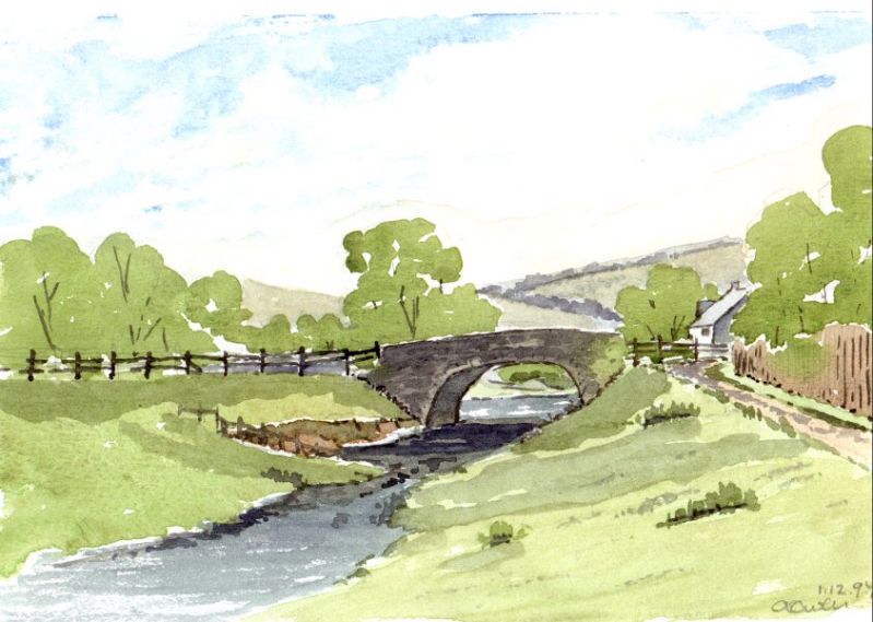 Simple bridge in watercolour