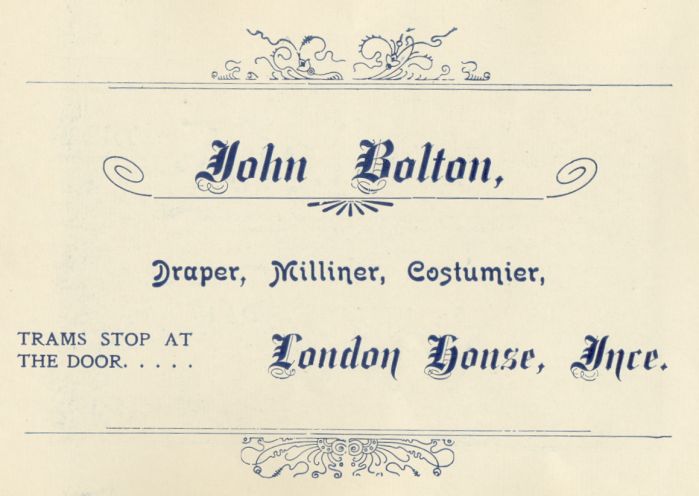 John Bolton, Draper, Milliner, Costumier