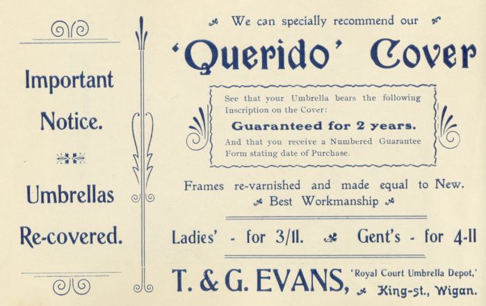 T. & G. Evans, Umbrellas, Wigan