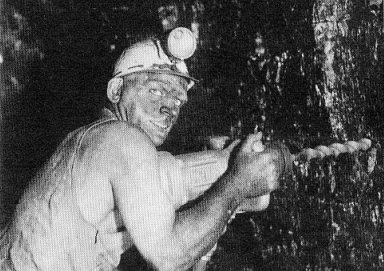 A driller in action, using a Victor electric machine