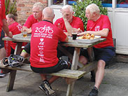 Tucking into some delicious roast spuds