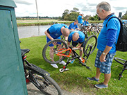 Bike repairs at the Farmers Arms