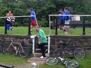 Wrestlers and bikes