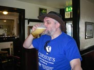 JB enjoys a pint