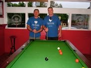 At Sam's Bar playing pool