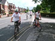 Cyclists arriving at The Railway, Parbold