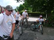 Cyclists arriving at The Railway, Parbold