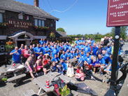 Group shot at Heaton Bridge, 98 riders