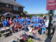 Group shot at Heaton Bridge, 98 riders