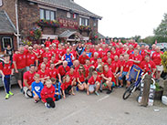 Group shot at Heaton Bridge, 95 riders