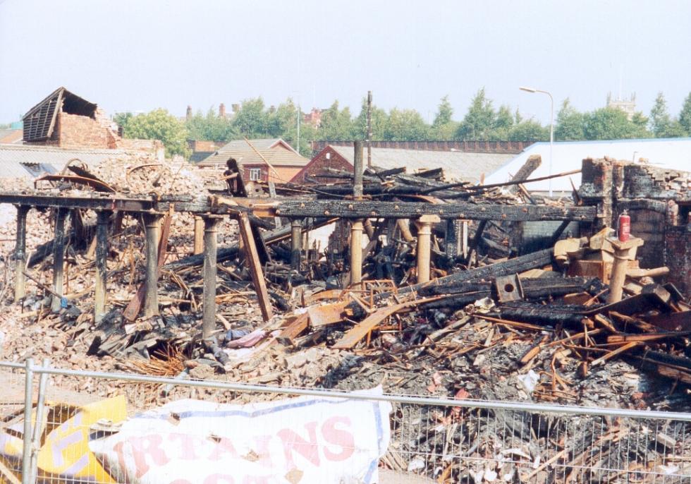 The charred oak beams were forty foot long.