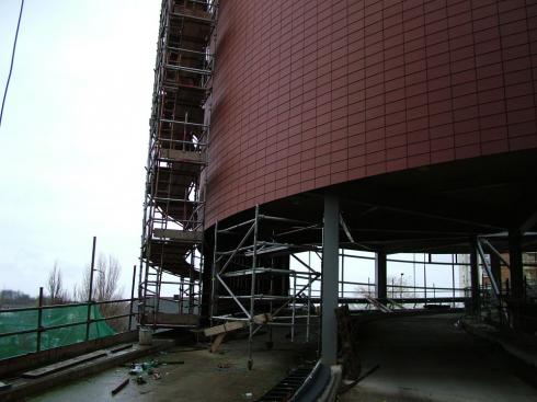 Bottom of spiral ramp to car park Bottom of spiral ramp to car park
