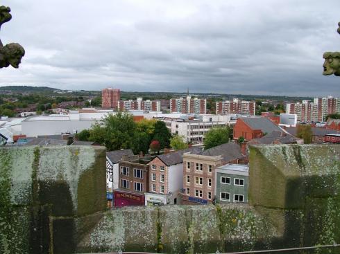 View over the town centre towards Scholes