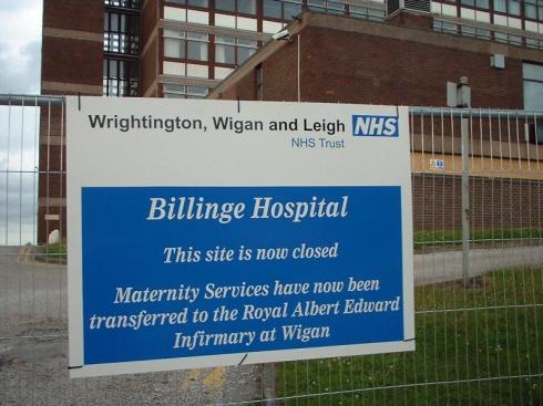Billinge Hospital site closed sign Billinge Hospital site closed sign