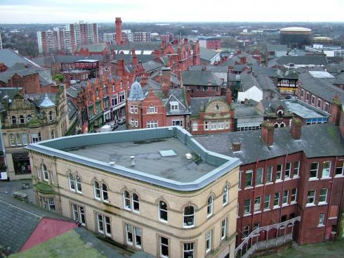 View across Library Street towards Scholes and Ince View across Library Street towards Scholes and Ince