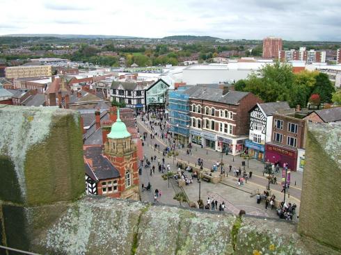 Unzoomed shot of the town centre