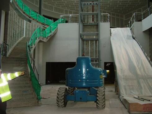 Stairs, lift and escalator to upper food deck Stairs, lift and escalator to upper food deck