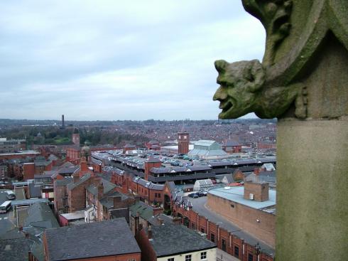 Gargoyle looking over Wigan Town Centre