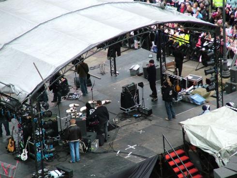 The stage on Market Place for McFly The stage on Market Place for McFly
