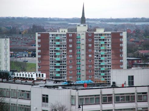 Flats at Scholes and St. Catharine's spire Flats at Scholes and St. Catharine's spire
