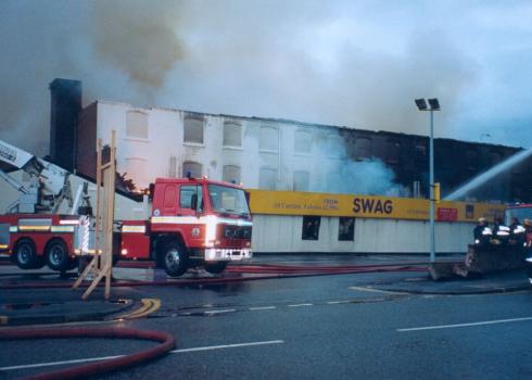 Another view of Wharf Mill still burning