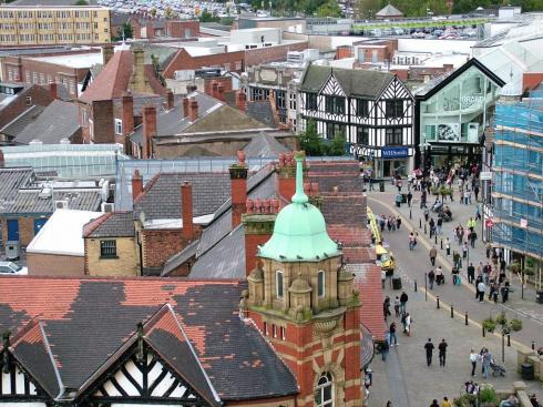 A view over town, Tesco car park in background