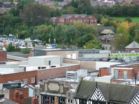 View over the rooftops towards Central Park Way