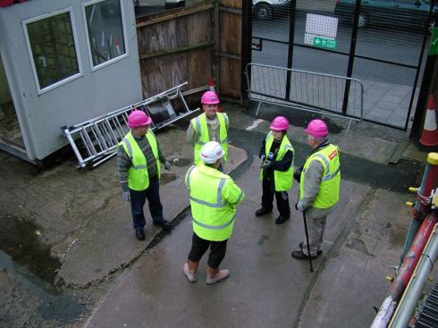 Start of the tour, complete with vests and pink hats! Start of the tour, complete with vests and pink hats!