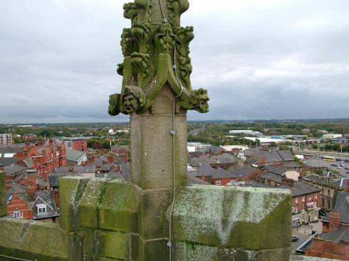 Intricate stone work on the tower Intricate stone work on the tower