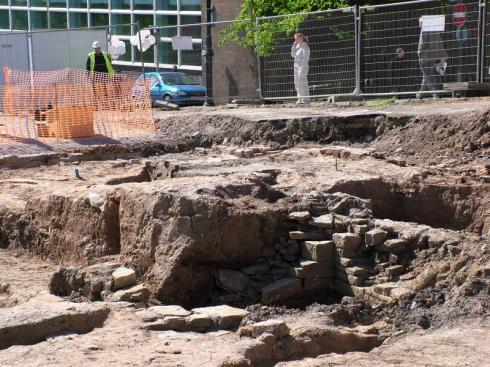 Medieval pit on right of photo Medieval pit on right of photo