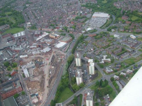 Aerial photo of Wigan and Millgate dig