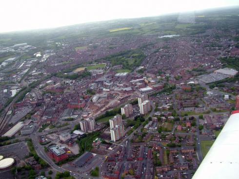 Aerial photo of Wigan and Millgate dig