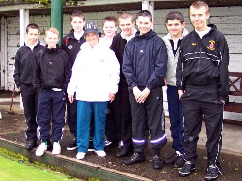 Verena Langford with team from Byrchall High Verena Langford with team from Byrchall High