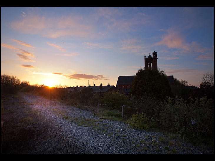 Sunset over St Nathaniels, Platt Bridge